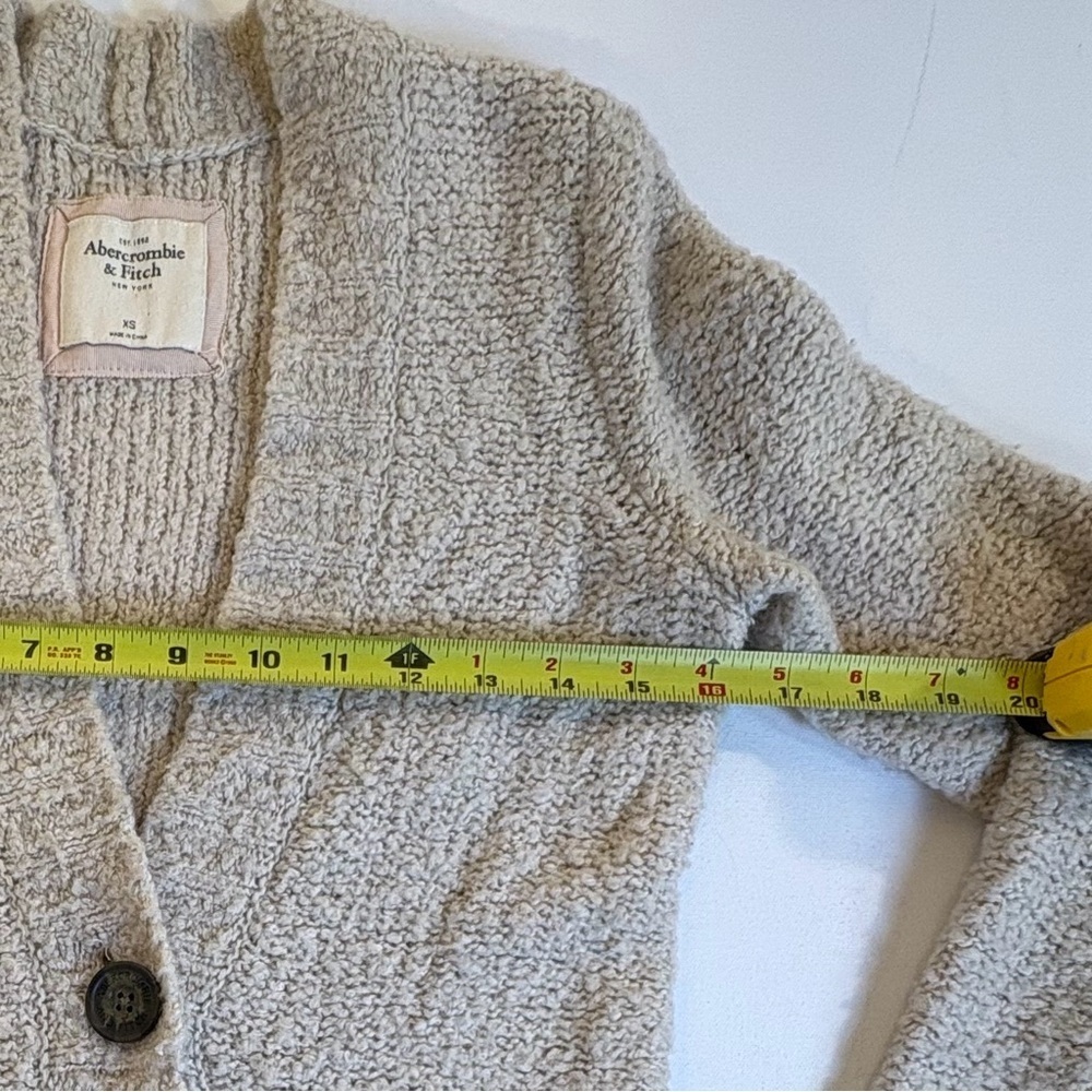 Abercrombie & Fitch XS Wool Blend Cardigan Oatmeal Cream Cozy Grandpa Sweater - Picture 7 of 8
